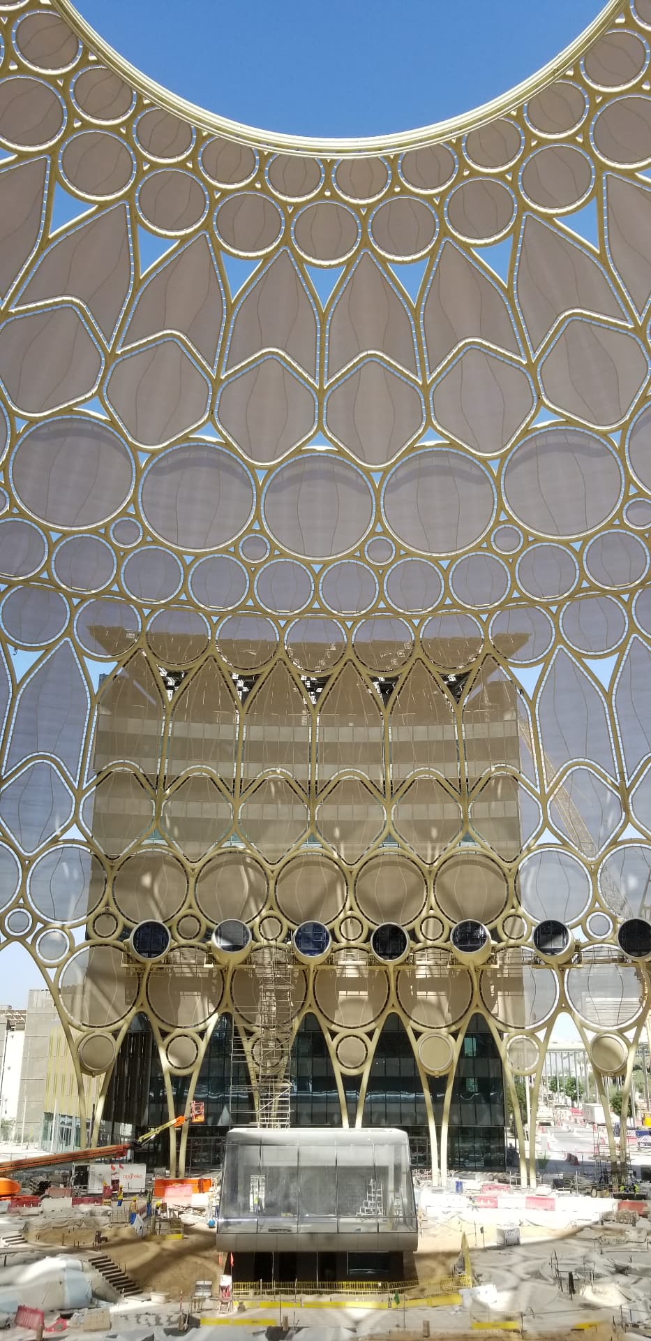 Detail of the dome's ETFE projection panels and integrated fixtures.