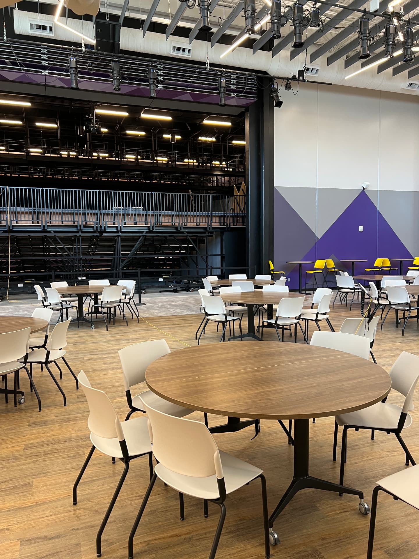 Flexible black box and retractable seating space adjoining the commons.