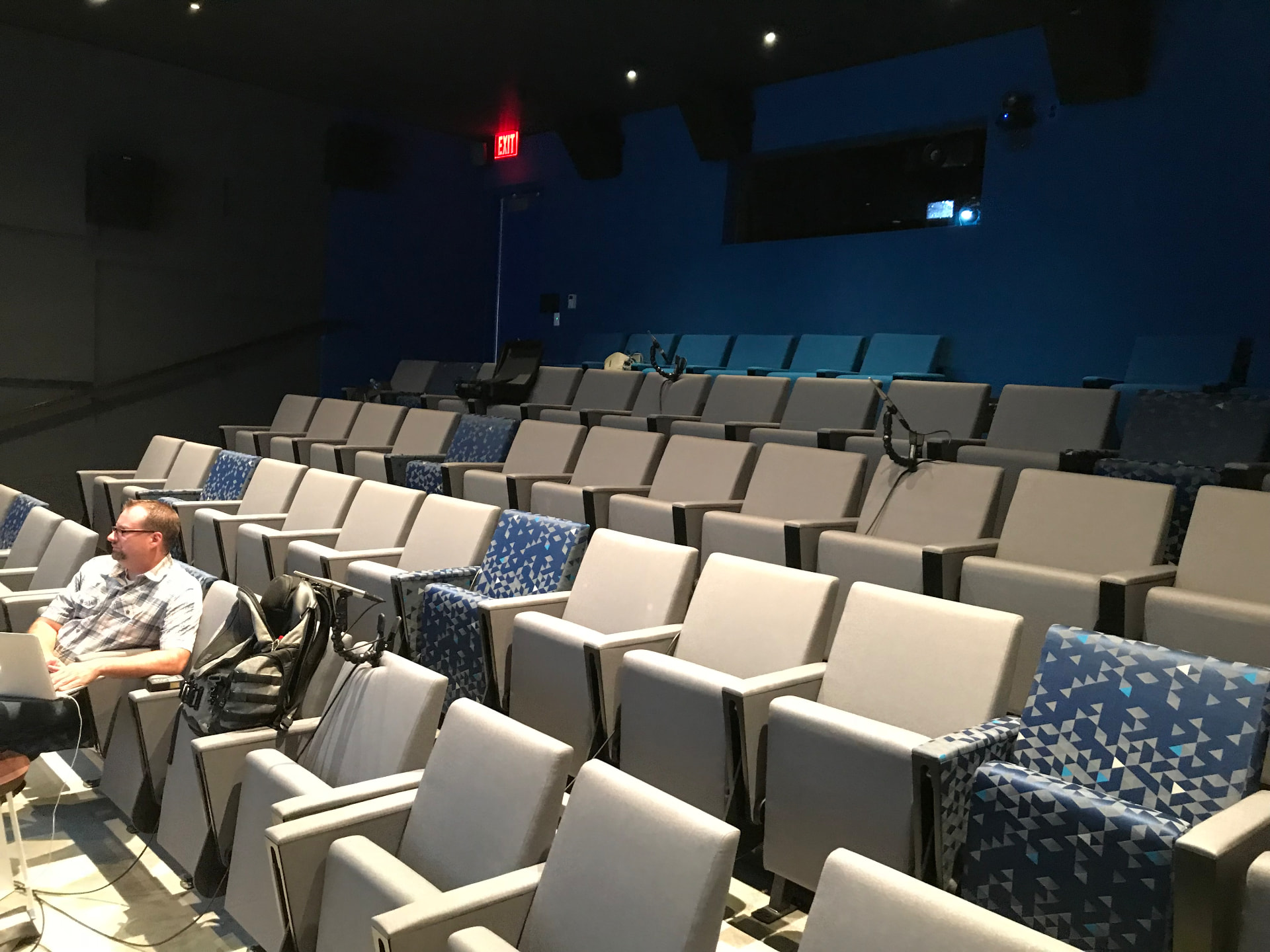 The screening room, with surround loudspeakers and projection commissioned.