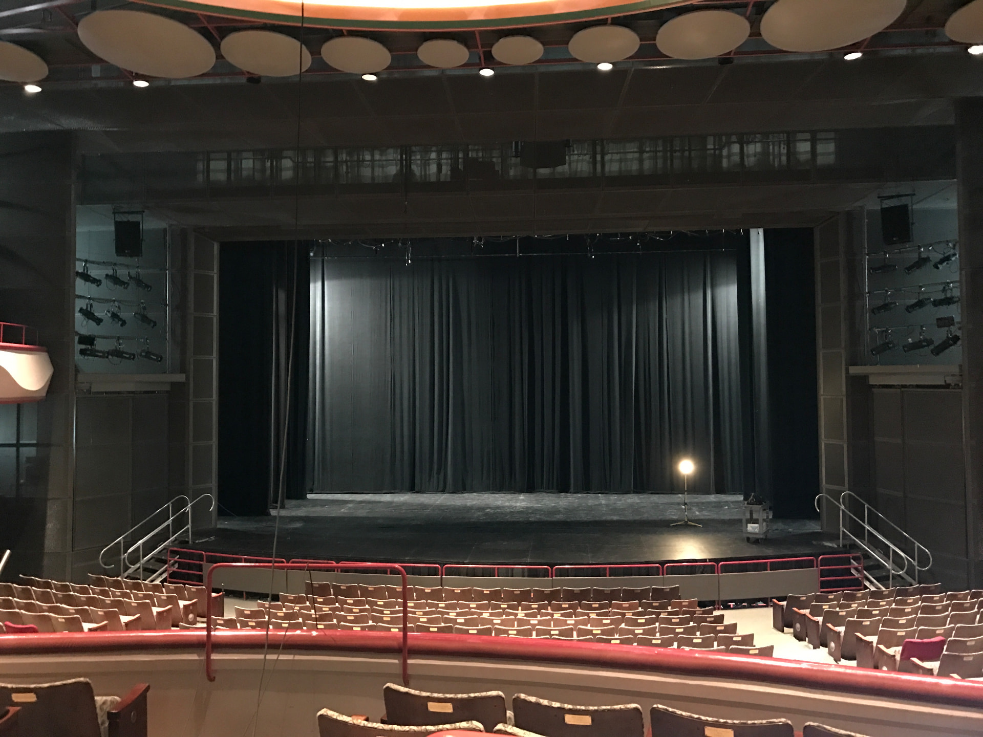 Discovery Theatre — flown mains re-aimed and retuned to the new DSP chain.